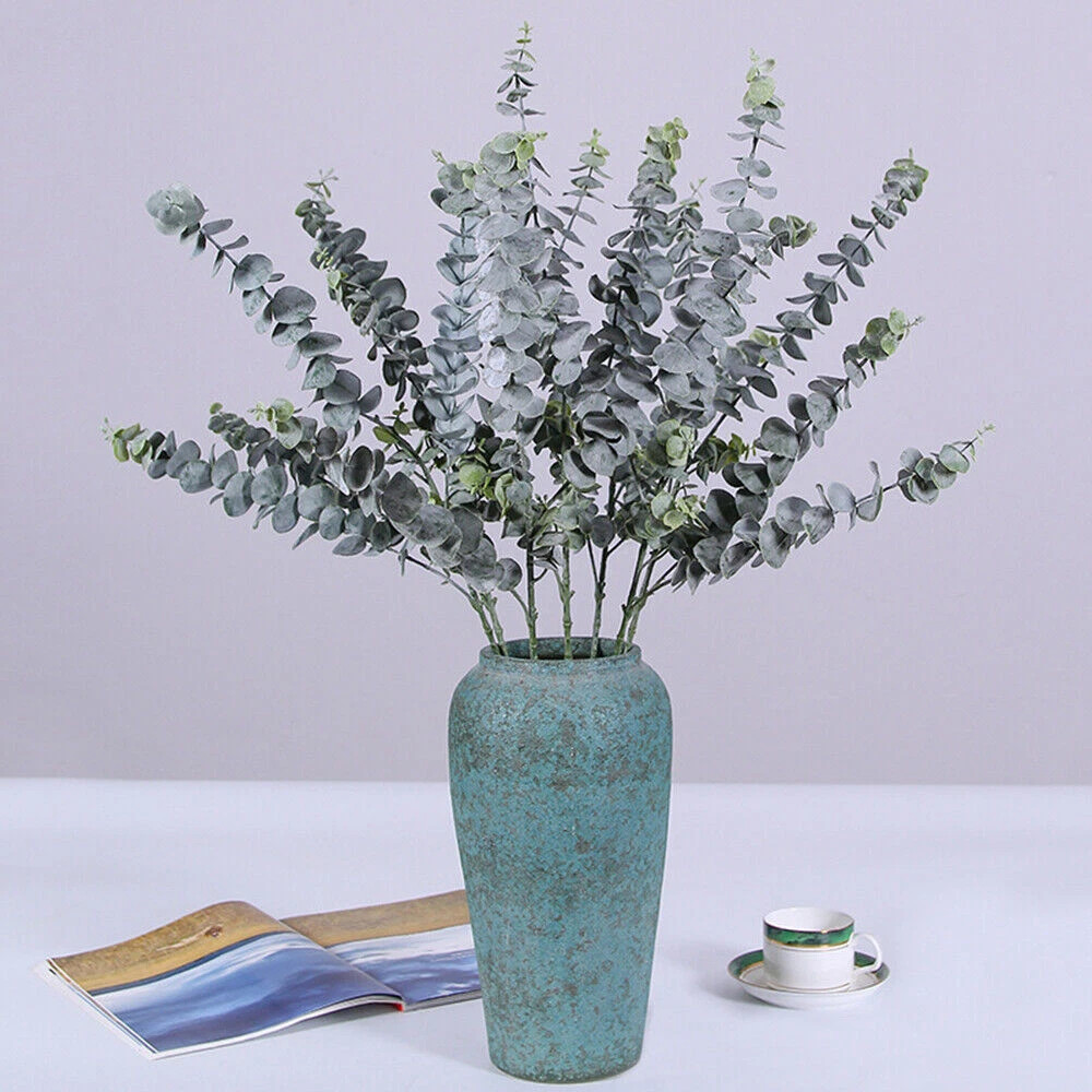 3 Pcs 30″ Long Eucalyptus Stems Artificial Greenery Stems Eucalyptus Home Decor