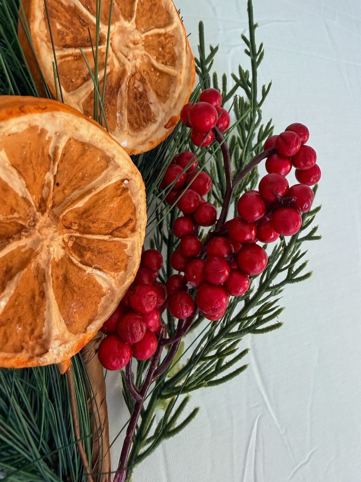 Lot of 5 Faux Citrus Berry & Pine 15” Branch Picks Holiday Décor