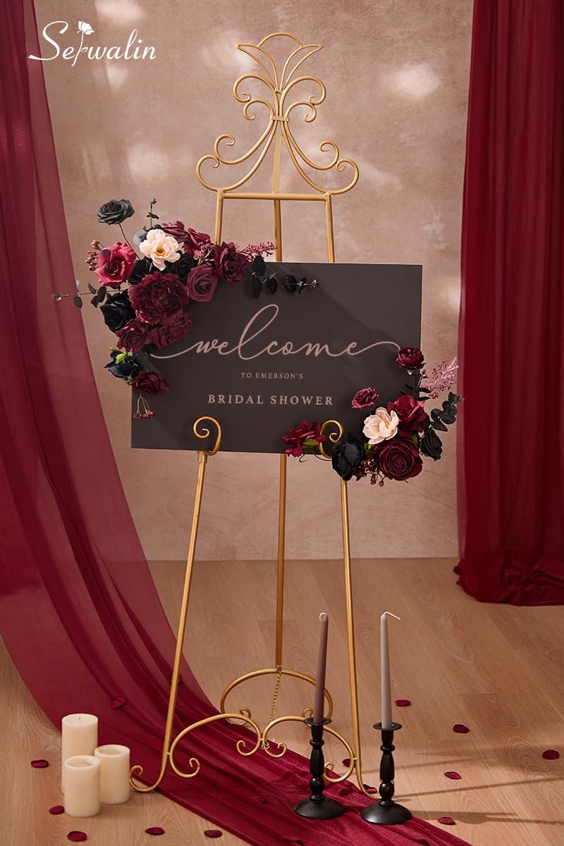 Artificial Burgundy Black Dark Red Roses Silk Flowers Table Centerpieces