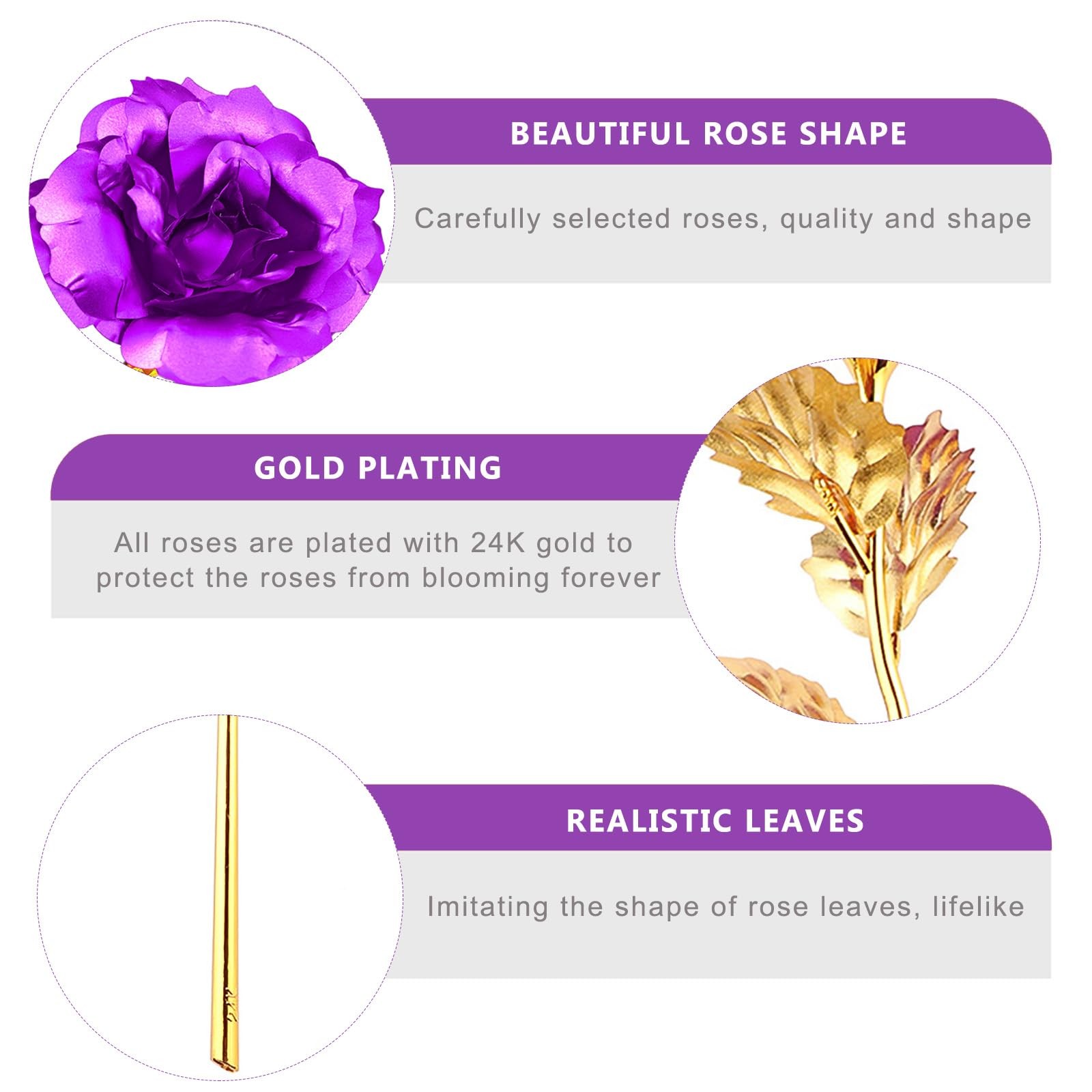 24K Golden Rose, Artificial Rose Flower Gift for Her with Luxury Gift Great G…