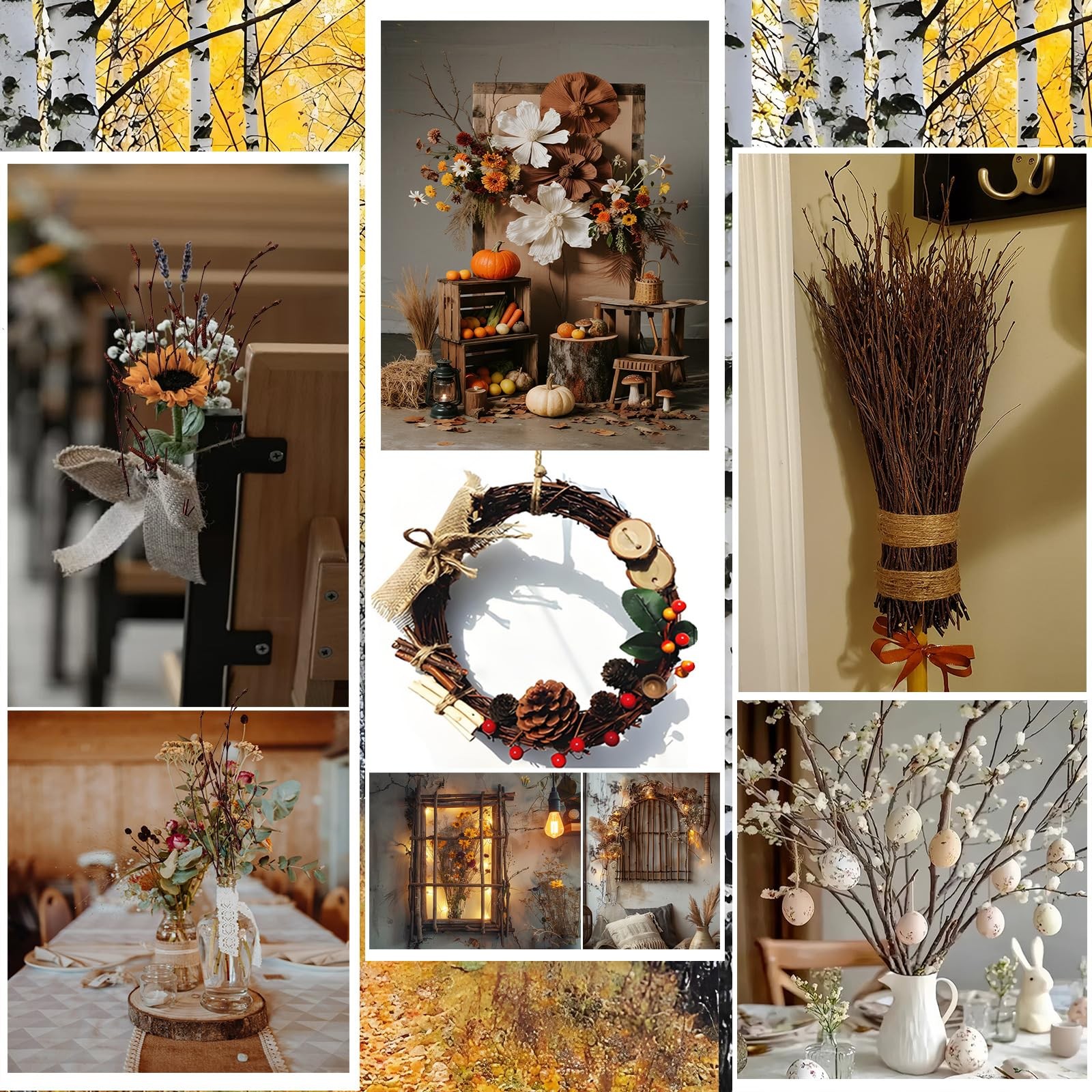 Natural Birch Branches, 30 Pcs Dried Twigs and Branches for Vases, 17″ Tall R…