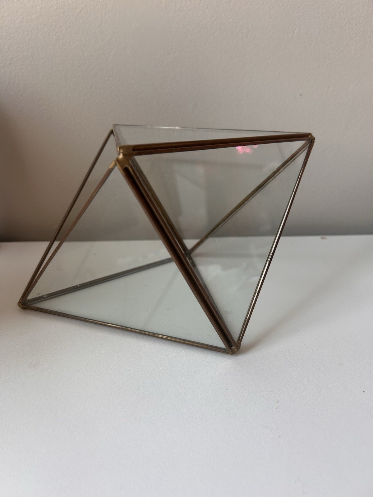 Gold Metal & Glass Geometric Succulent Terrarium