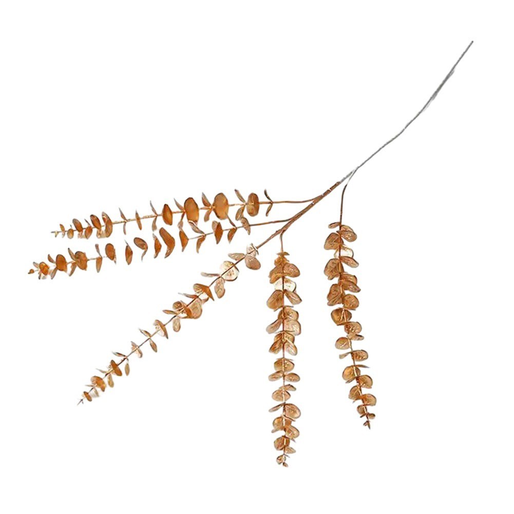Simulated golden eucalyptus and ginkgo leaf flower arrangement for a chic touch