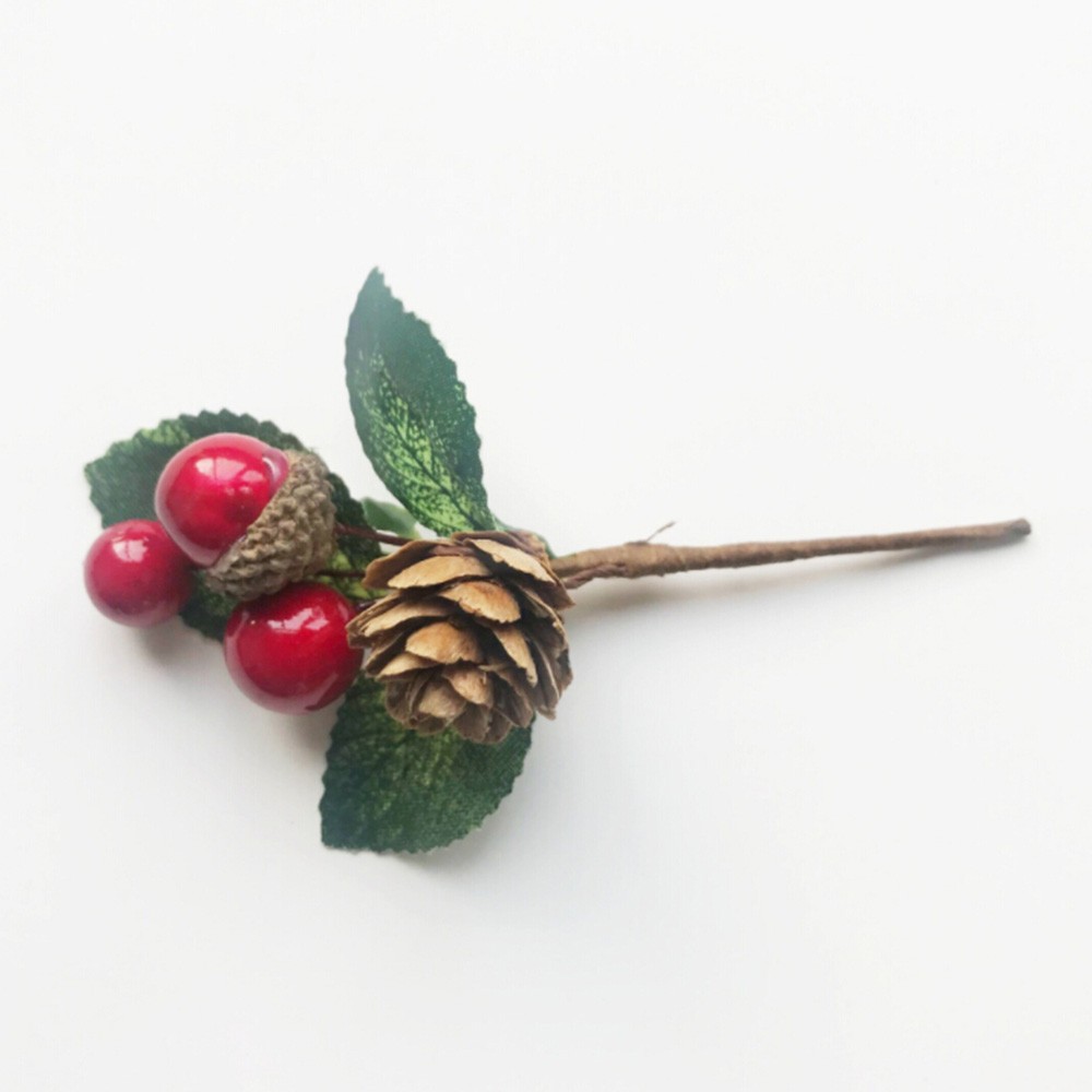 ⁺Red Berries Pine Cones Cute Artificial Pine Branches For Birthday Party Holiday