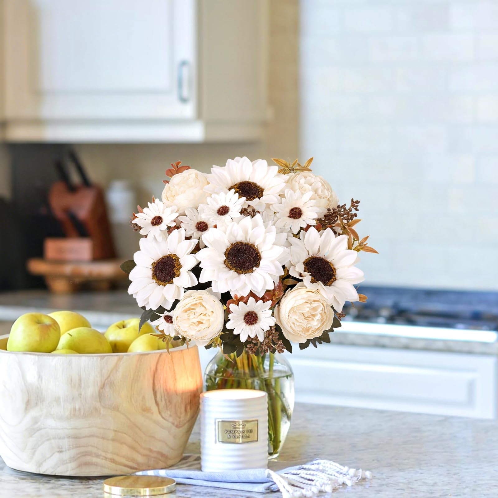 Sunflowers Artificial Flowers with Peonies 2Pcs Fake Sunflowers Summer Artifi…