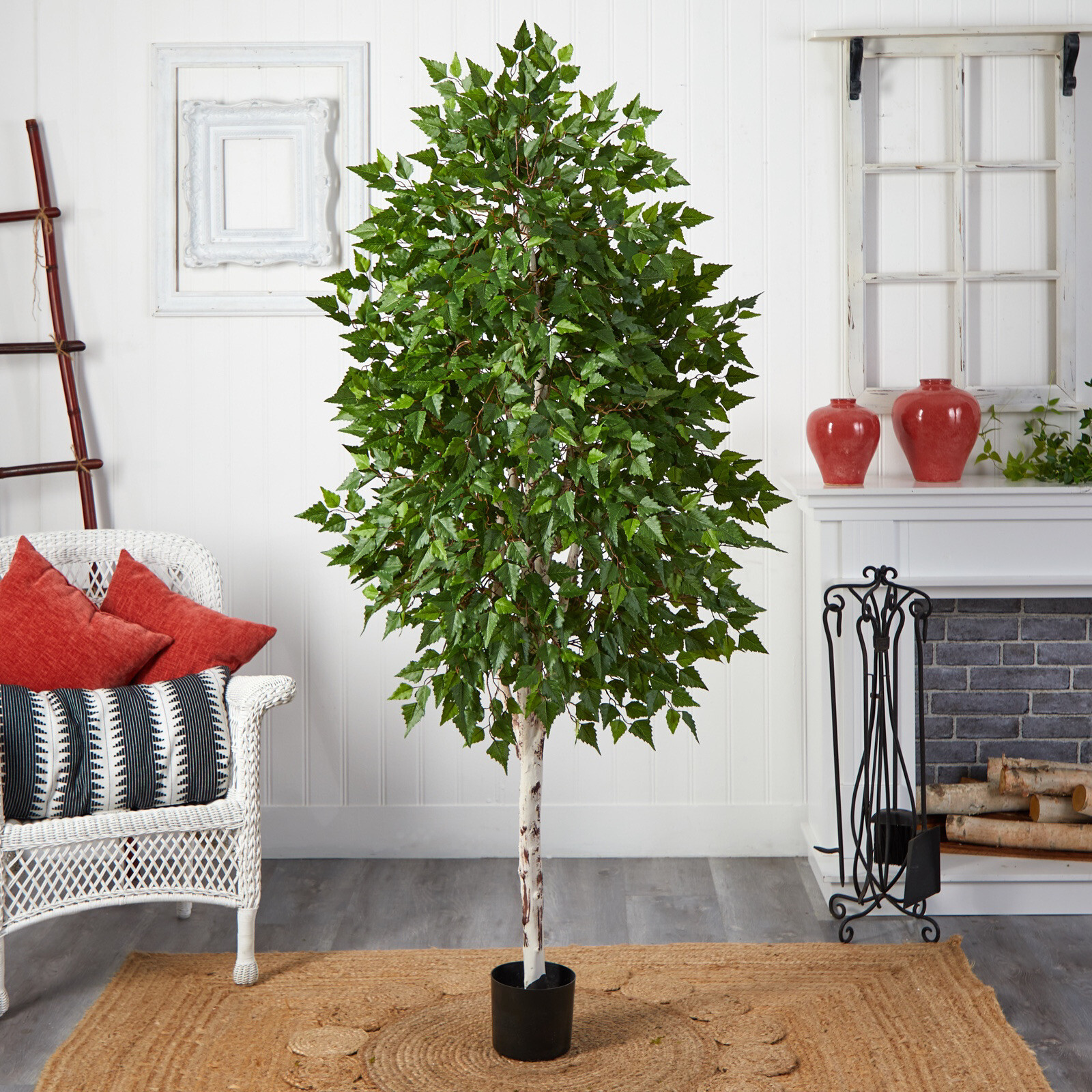 6’ Birch Artificial Tree with Natural White Trunk Home Decor. Retail $199
