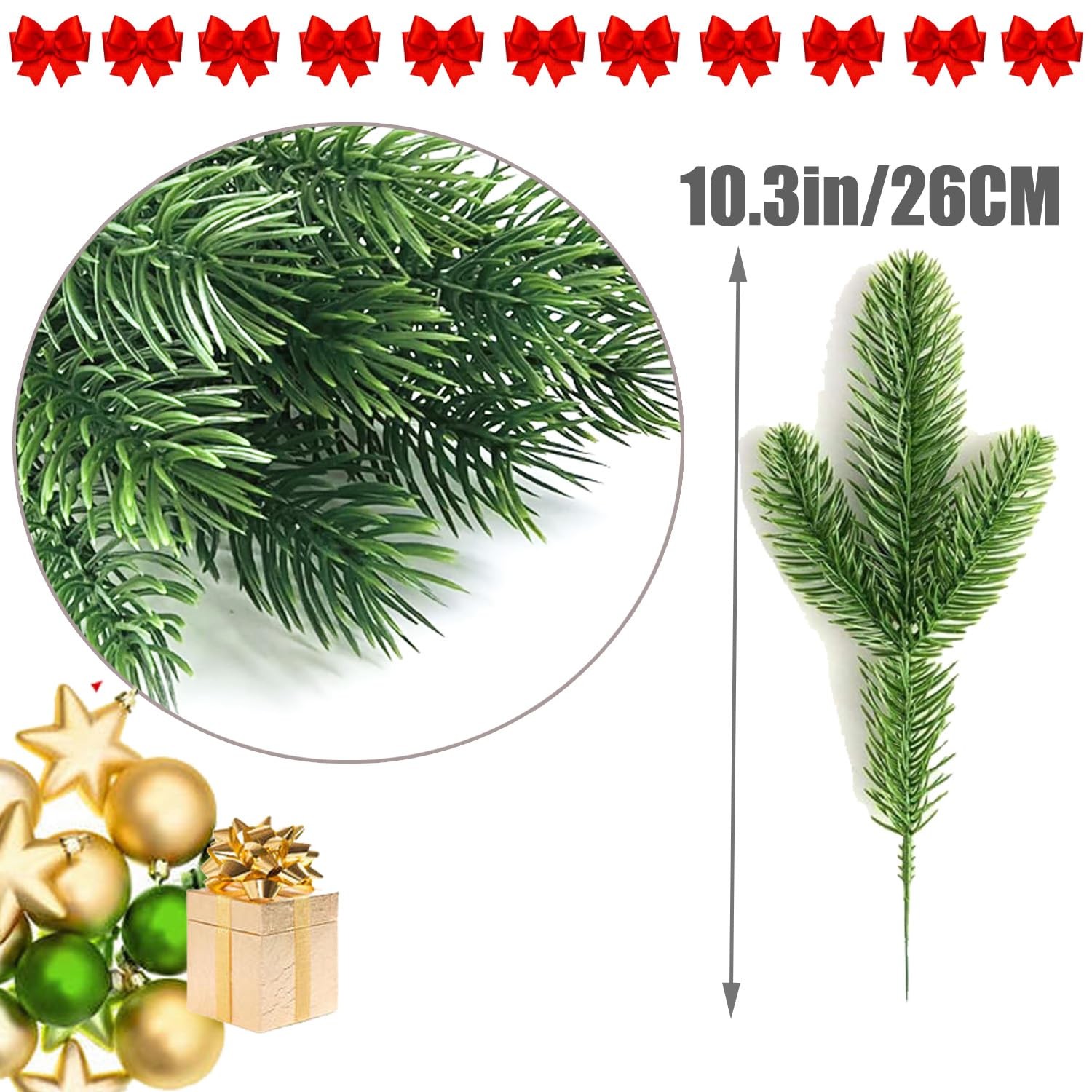 Artificial Pine Branches Green Plants Needles DIY Realistic Faux Christmas Gr…