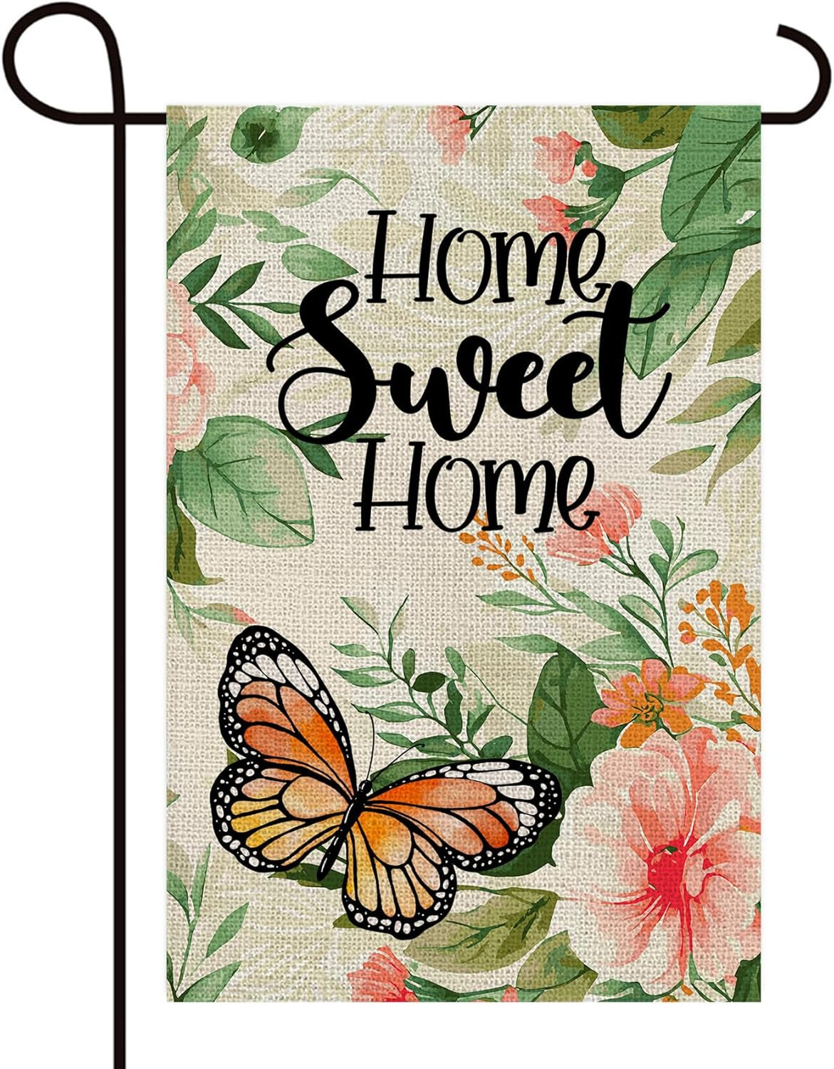 Home Sweet Home Watercolor Flower Butterfly Decoration Double Sided Vertical Bur