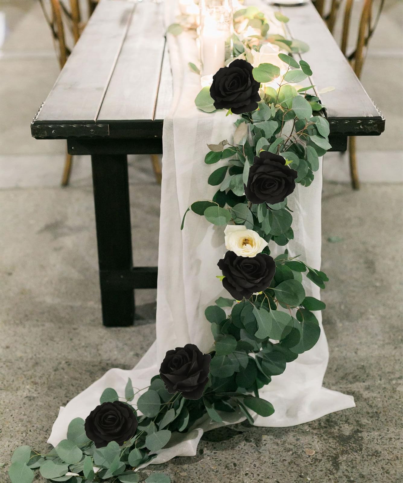 10PCS Black Velvet Roses Artificial Flowers 19.7″ Realistic Silk Faux Flowers…