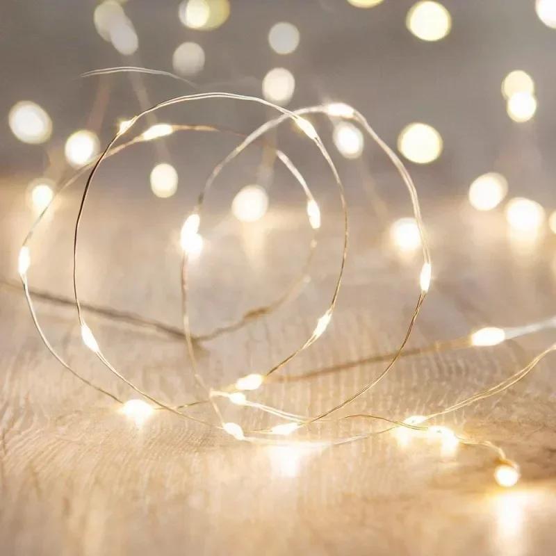 USB LED String Lights Silver Wire Garland Light Waterproof Fairy Lights