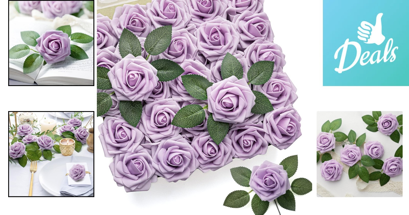 50Pcs Realistic Lavender Foam Roses – Perfect for DIY Floral Arrangements