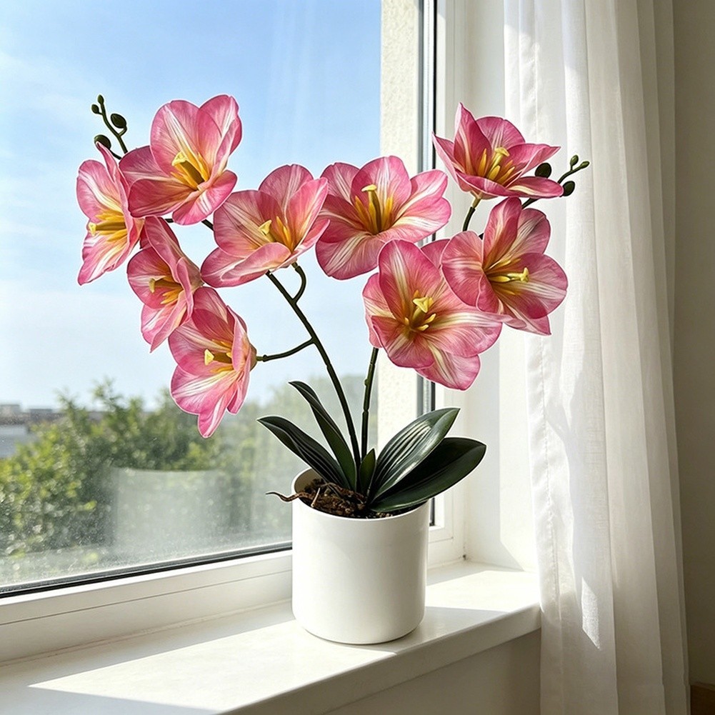 Artificial For miniature Hibiscus Bonsai 3D Printed Flower for Tabletop Decor