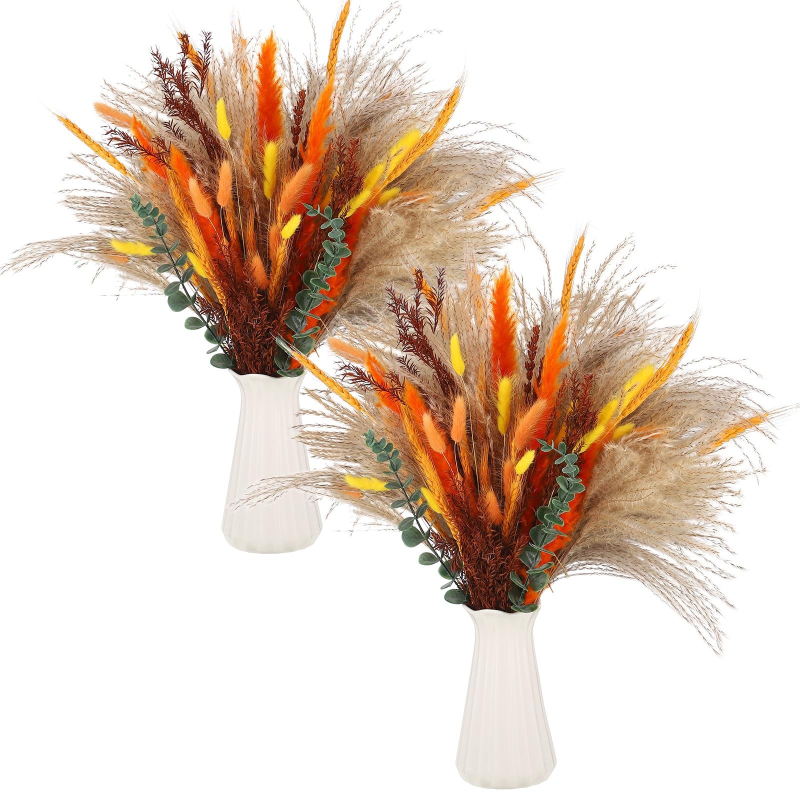 200 Pcs Fall Mix Dried Flower Decor Pampas Bouquet Autumn Orange Table Center…