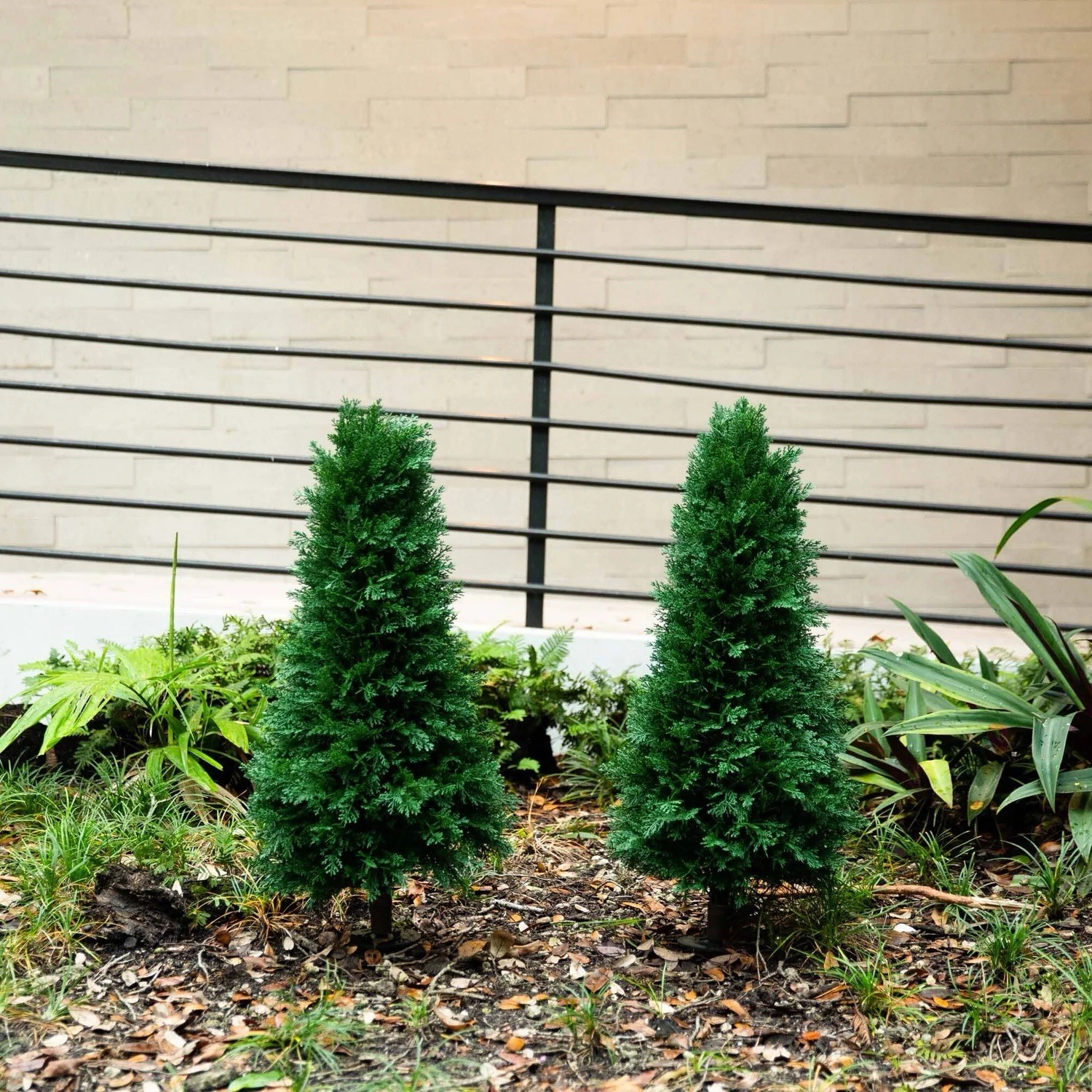 3′ Artificial Cedar Plant with Integrated Ground Stake UV Resistant Set of 2.