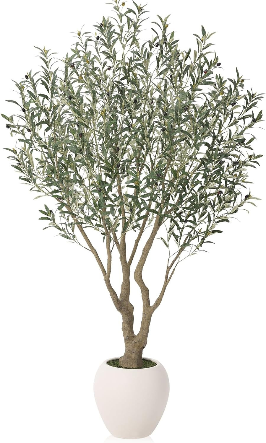 7FT Artificial Olive Tree in White Pot – UV Resistant Faux Plant Decor