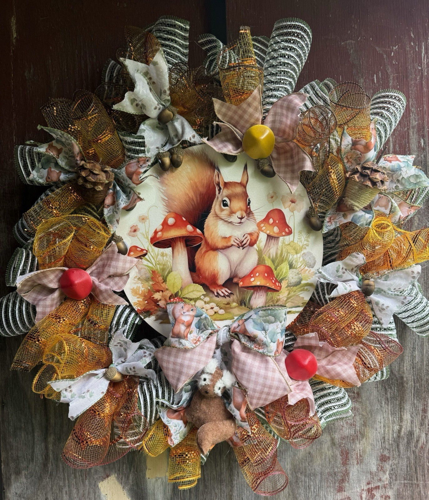 Squirrel Spring Summer Fall Wreath