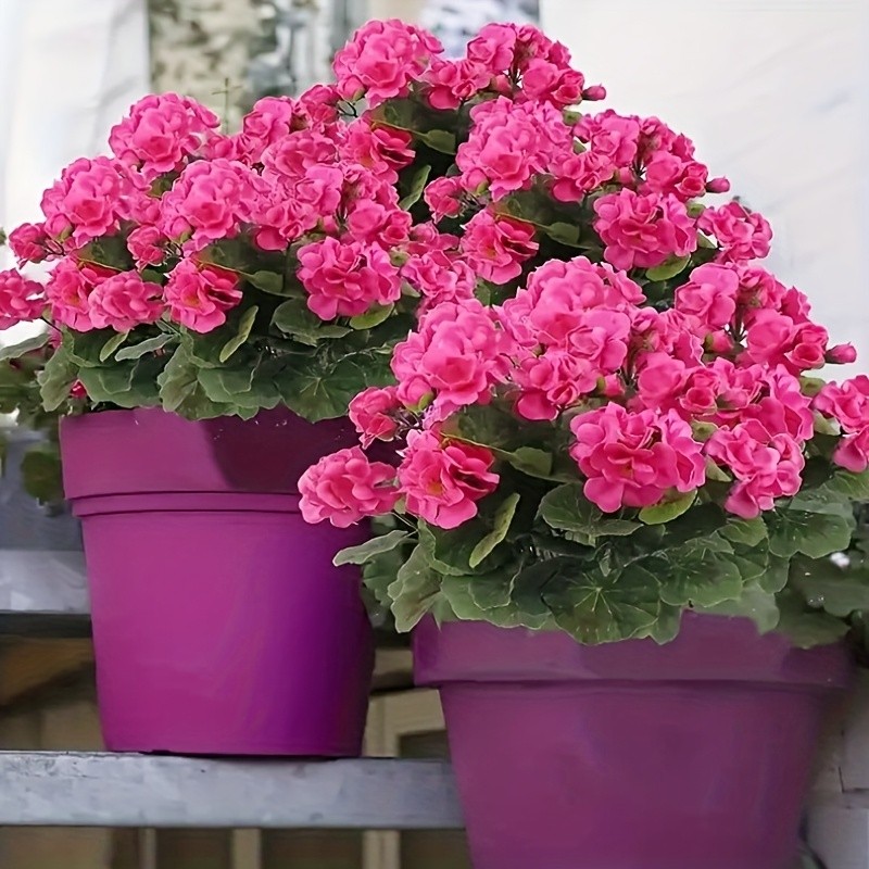 4Pcs Artificial Pink Geranium Flowers Fake Plants for Outdoor Garden Patio Decor