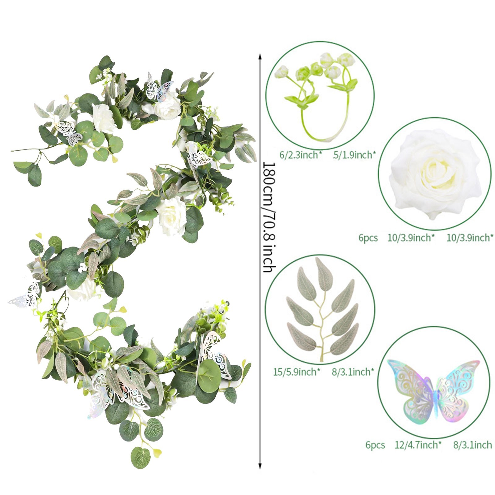 5 9 FT Simulation Rattan Flower Vine with Butterflies for Special Events
