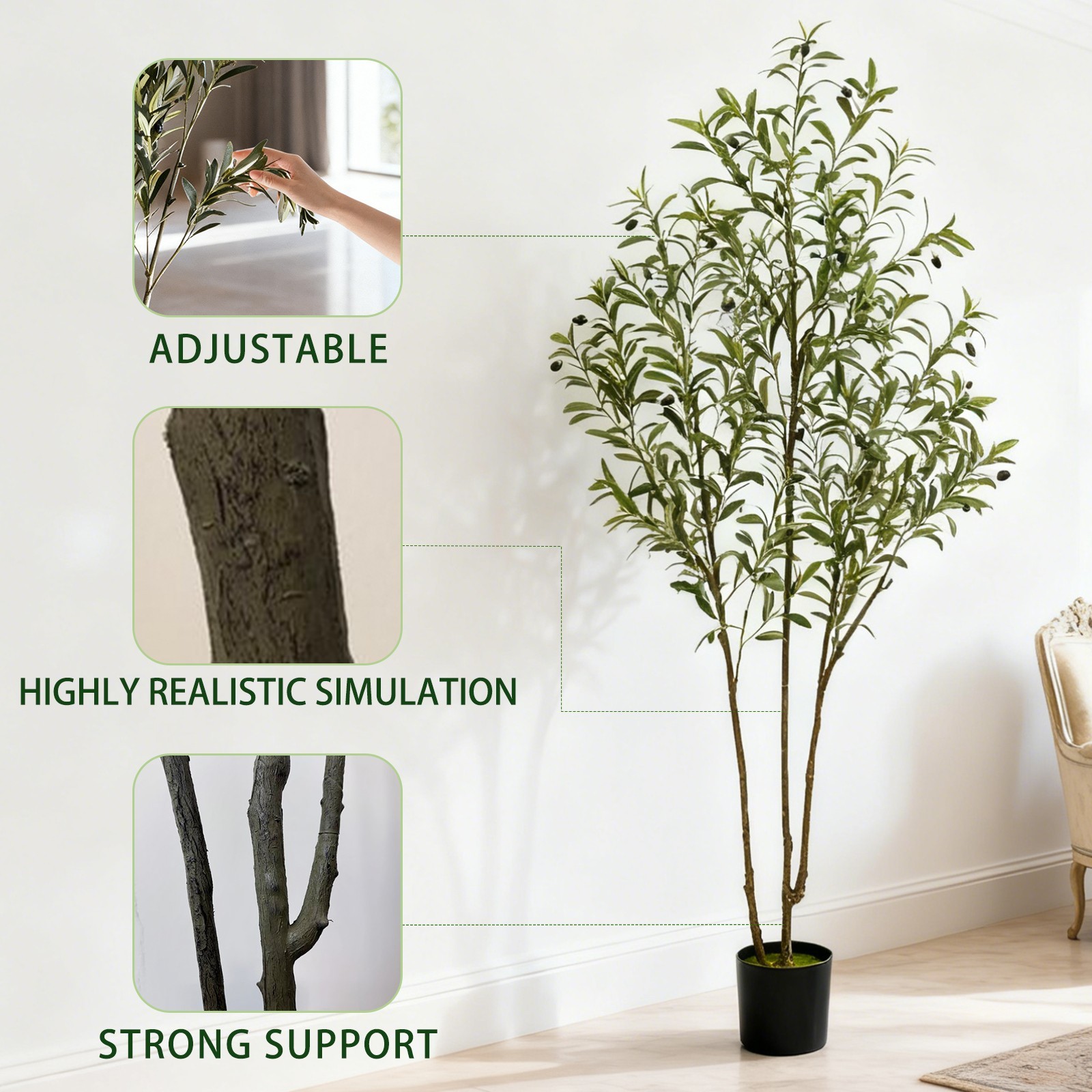 6Ft Artificial Olive Tree Potted Faux Plant for Home Office Indoor Decor