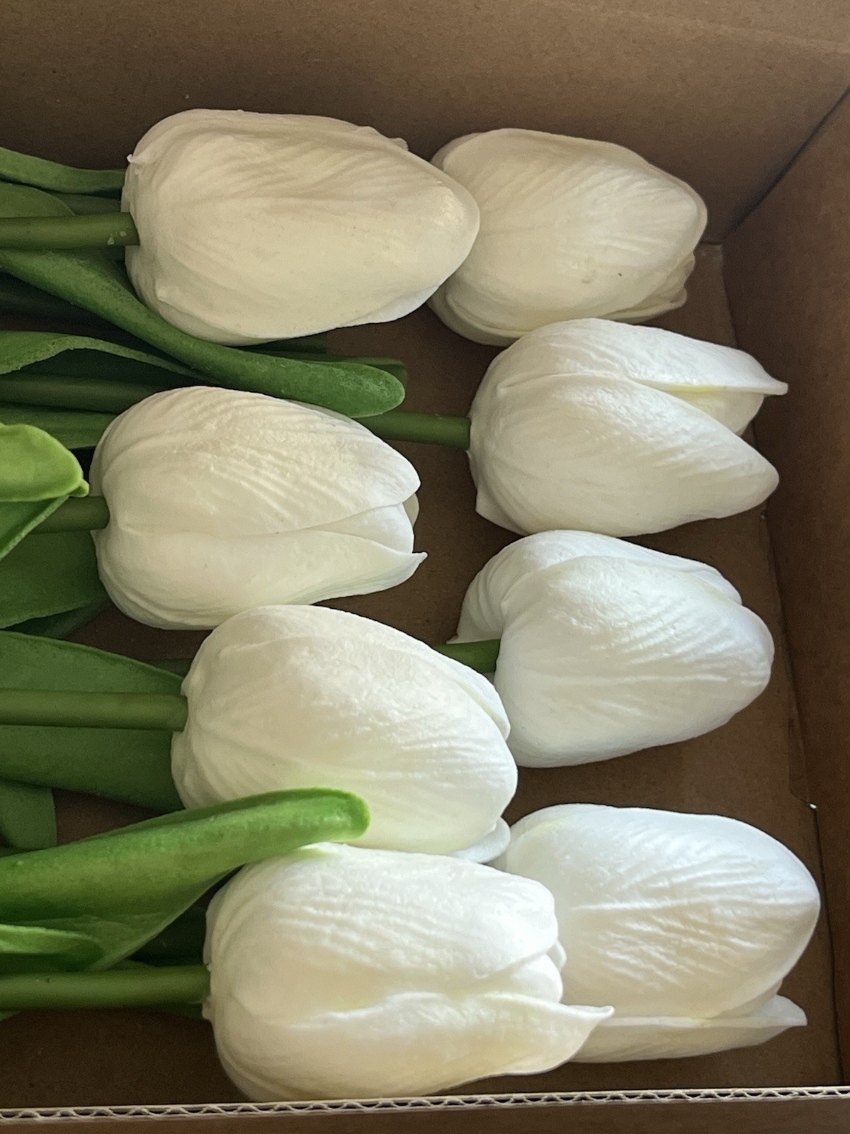 Beautiful White Faux Tulips, 16 Count. Any Occasion. Brand New In Box