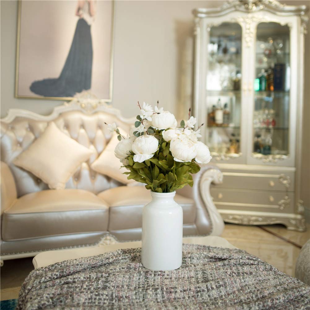 2 Pack Large Artificial Cream White Peony Silk Flower Bouquets Centerpieces