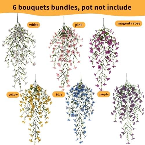 Artificial Hanging Flowers UV Resistant Outdoor Fake Flowers Hanging Basket