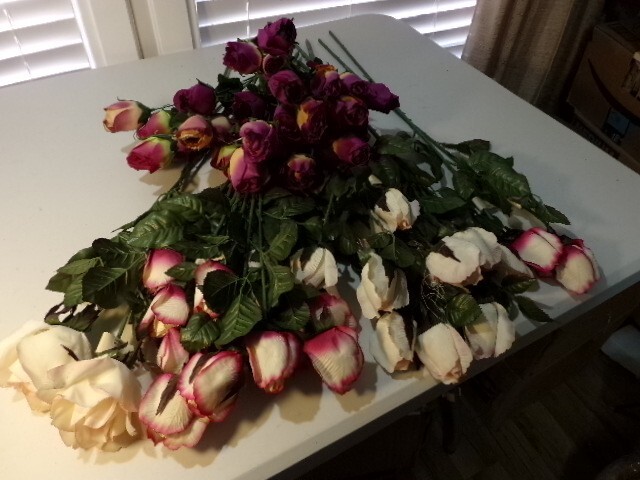 Roses Artificial Silk Long Stem, Bundles Purple, Pink, White 16 pcs.