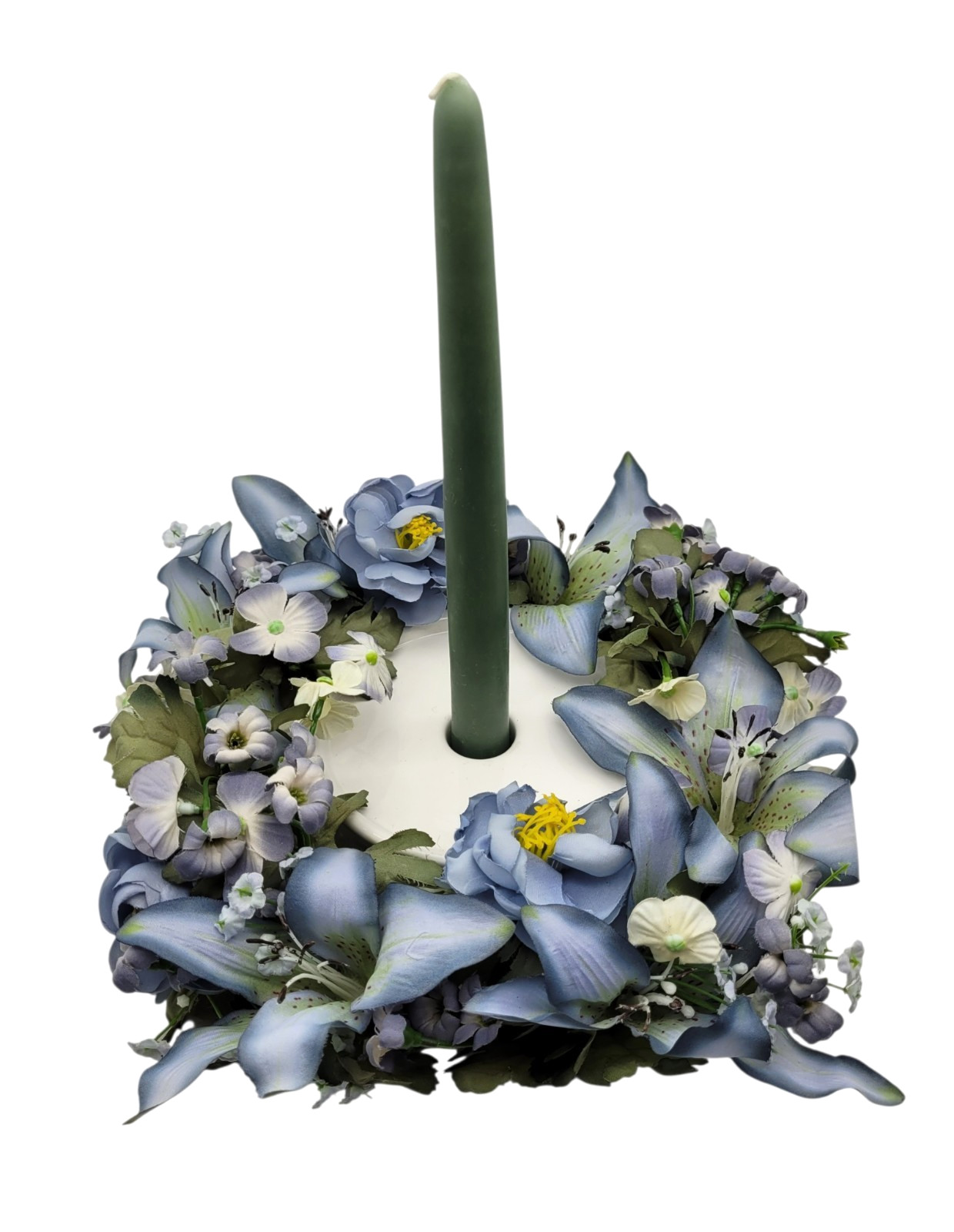 NIB Partylite Moonlight Garden Floral Candle Ring with Porcelain Candle Base 10″
