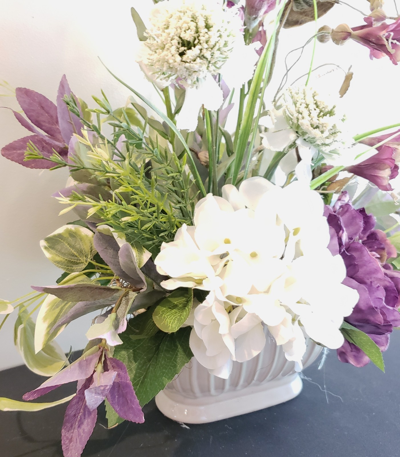 Purple Peony & Snapdragon Arrangement, Spring Floral, Cottage Farmhouse