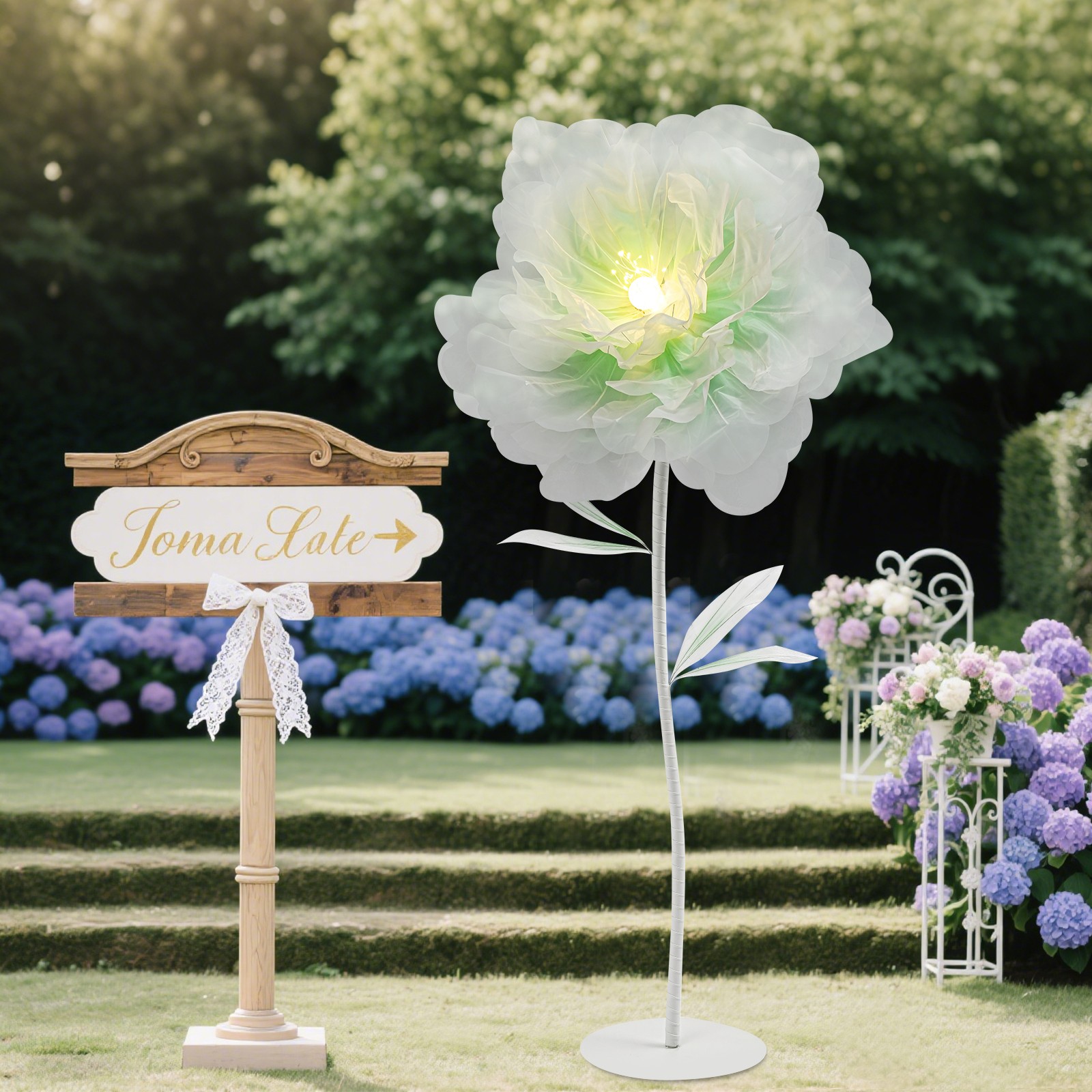 110V Flower Decor w/Light Large Electric Auto-Open Artificial Flower For Wedding