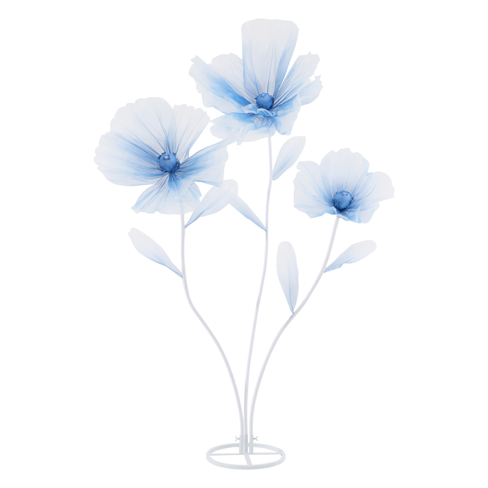 3-Head Artificial Flower Floor Decor Gradient Blue 67in