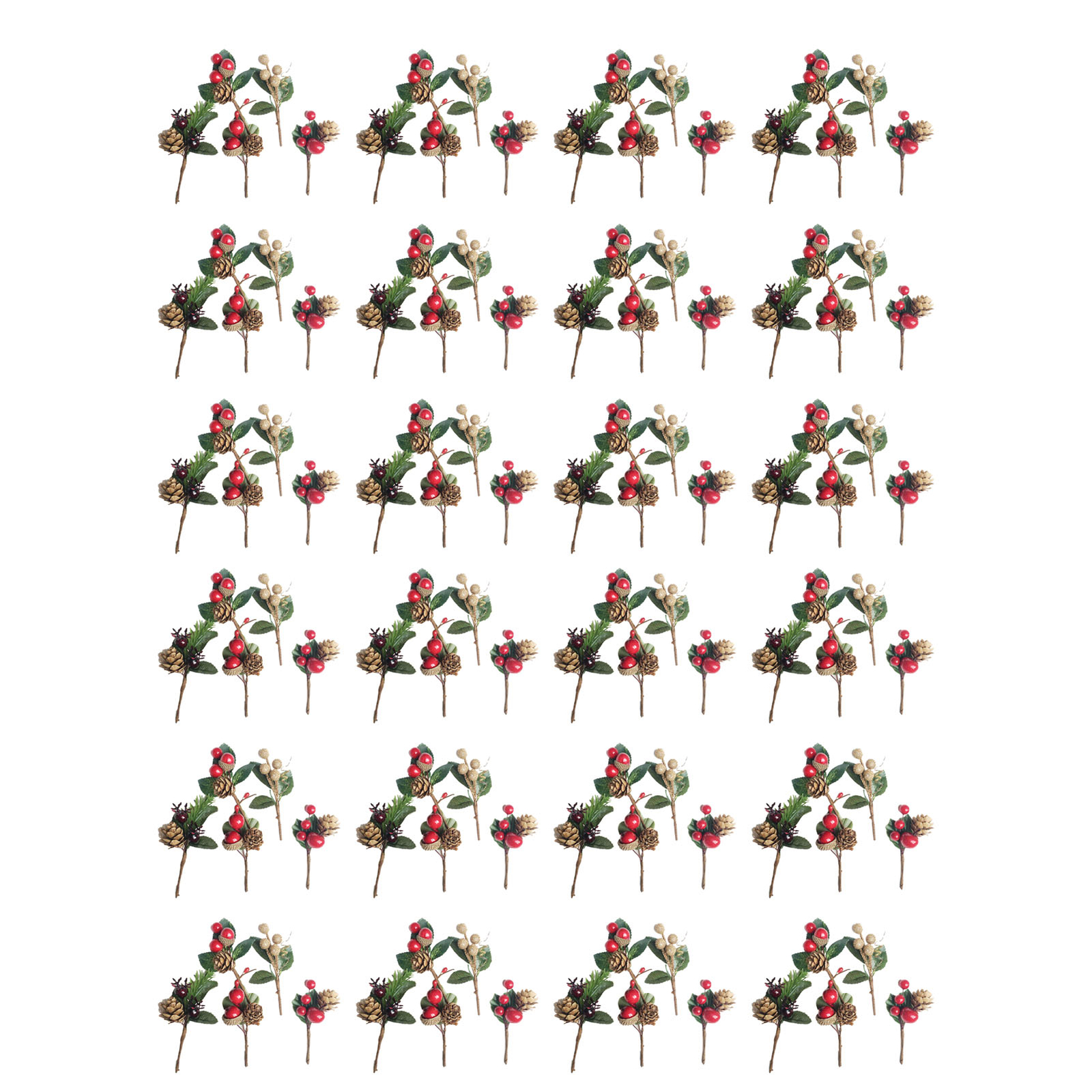 Artificial Flowers Red Berries Pine Cones for Gift Package Plastic Dried Flower
