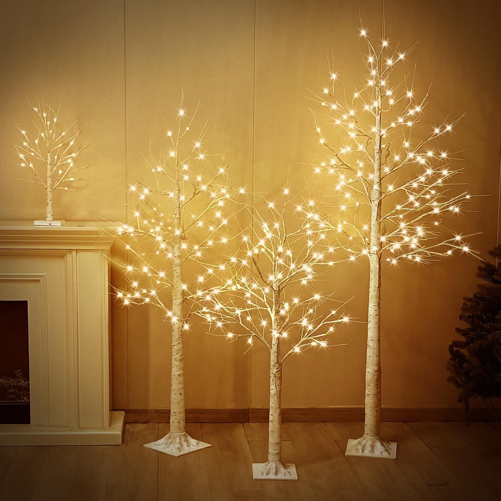 Set of 4 – Birch Tree with LED Lights, 2FT 4FT 5FT 6FT White Christmas Tree, …