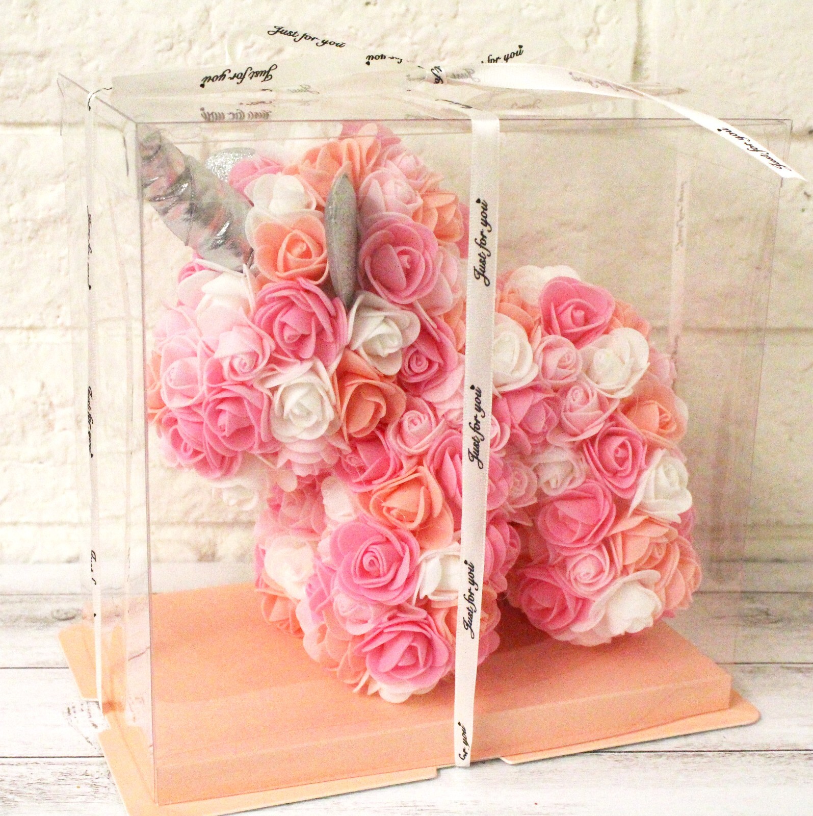 9in Foam Rose Unicorn Birthday Valentine Wedding Romantic Gift Teal Rainbow +Box