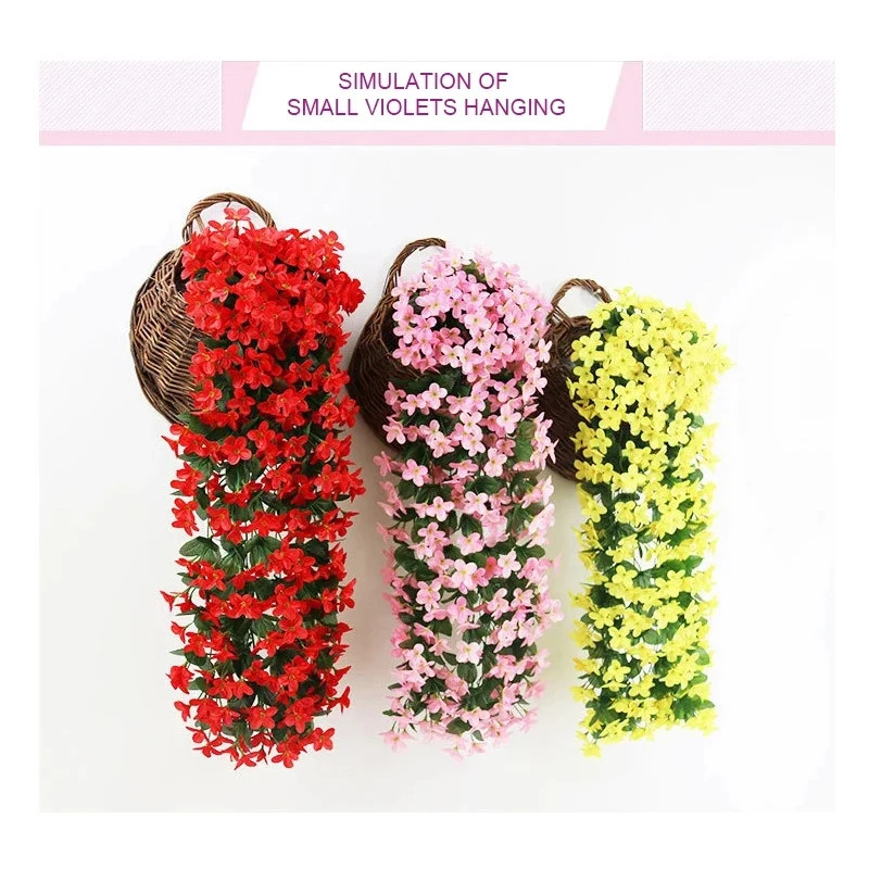 80/90cm Artificial Violet Hanging Flowers Wall Decor Silk Flower Vines For Home
