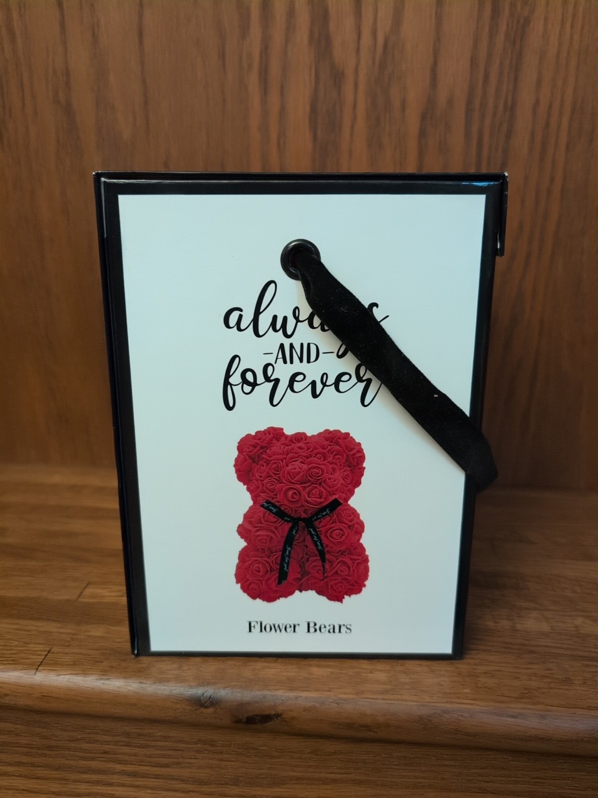 Always and Forever Pink Flower Bear With Box Artificial Rose Flowers