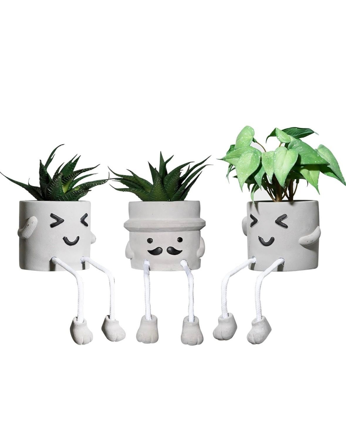 Artificial Plants 3 Pack in Square Concrete Feel Pots – Zero Maintenance 8.5 …