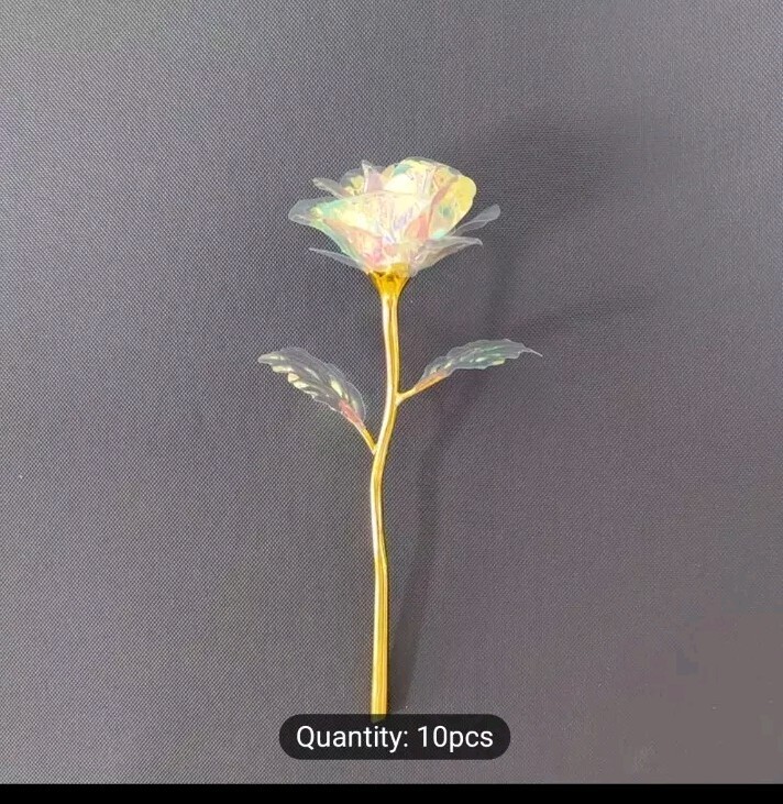 10 X Galaxy Artificial Rose Flower Gift Gold Foil Rose Imitation 24K