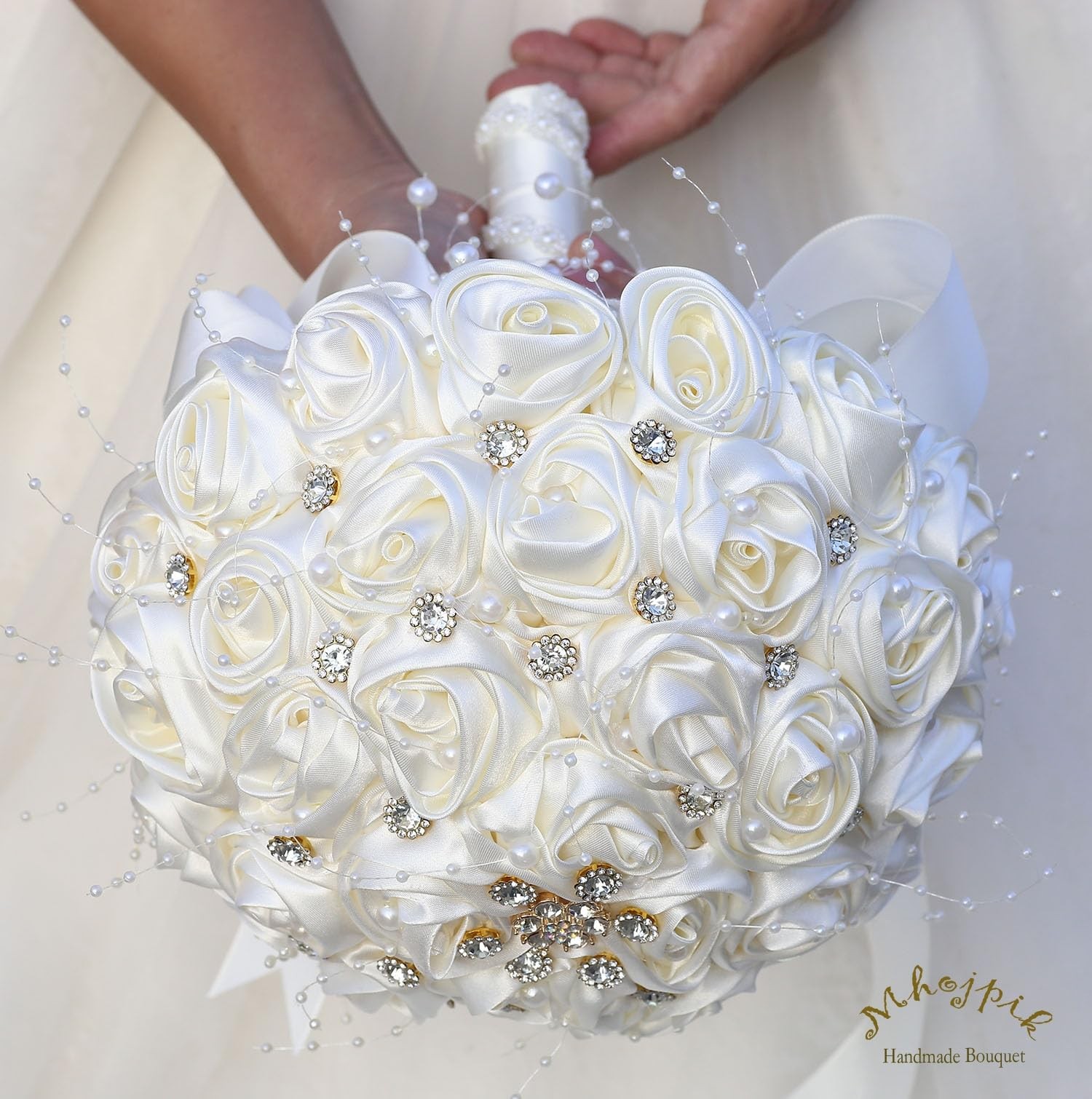 Bridal Wedding Bouquet Round Bling Brooch Bouquet Throw Toss Artificial Rose …