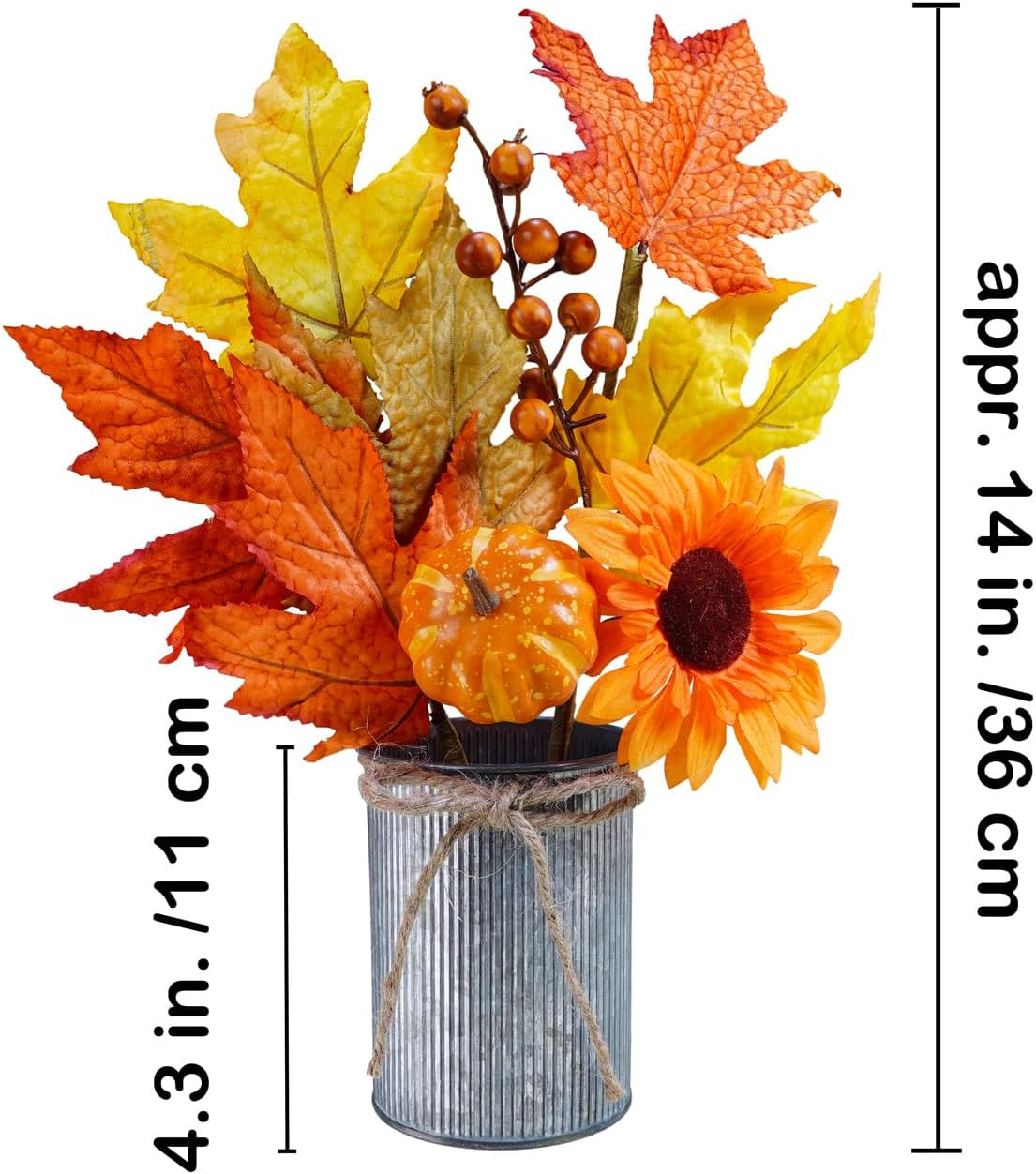 3 Pack Fall Faux Potted Plants Rustic Thanksgiving Floral Arrangements