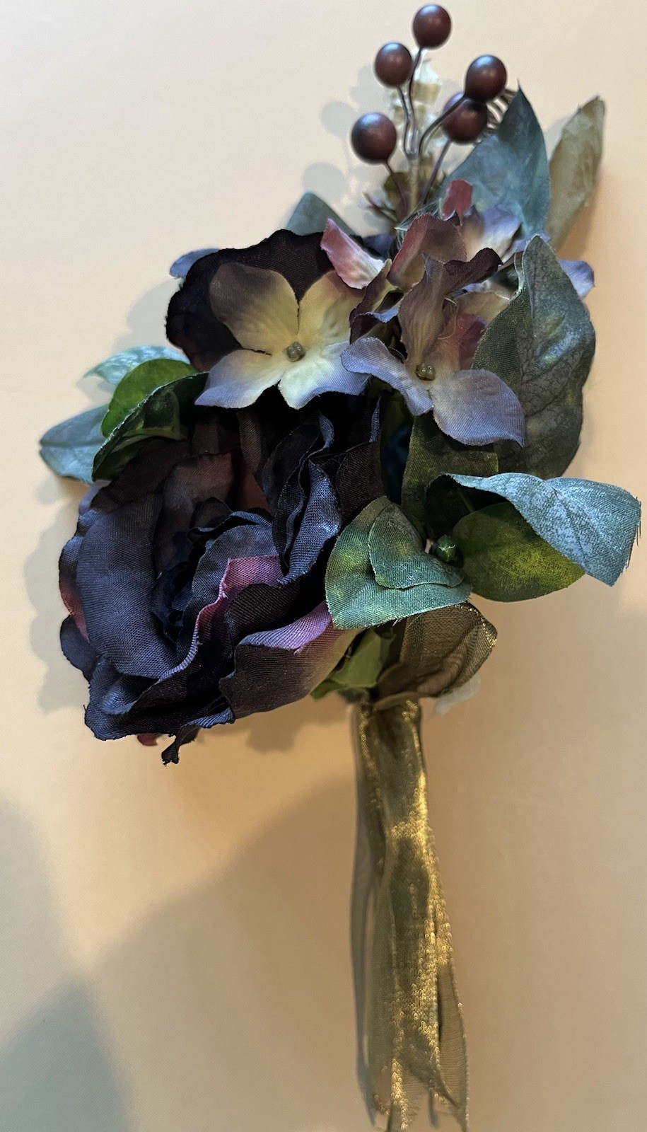Decorative Flowers Set Of 4 Multicolored Ivory, Eggplant Purple, Deep Pink New