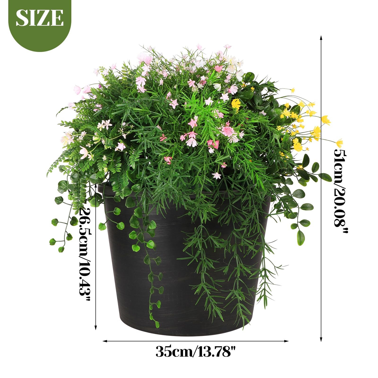 5 in 1 Artificial Plants & Flowers, Potted Fake BabyBreath Grass Plant for Ho…
