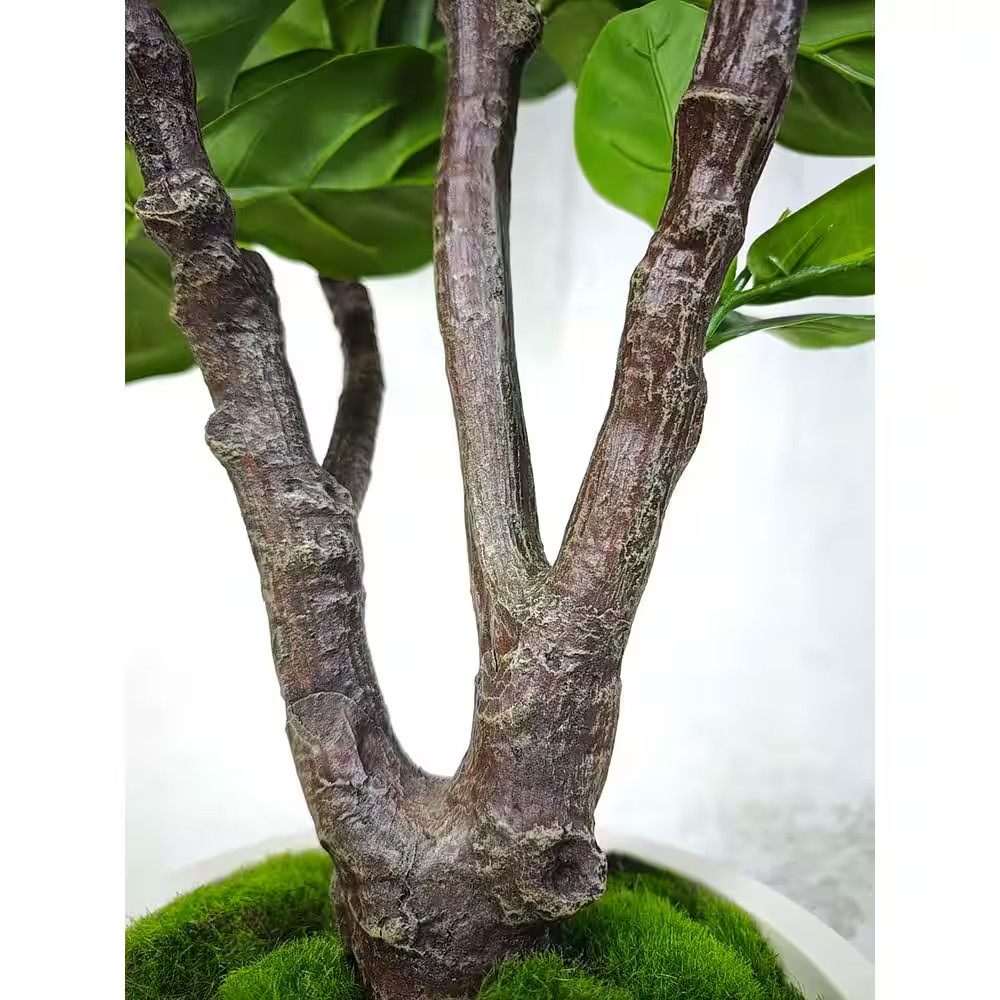 4.5 Ft. Artificial Fiddle Leaf Fig Tree in White Decor Pot, Faux Green Plant Ind