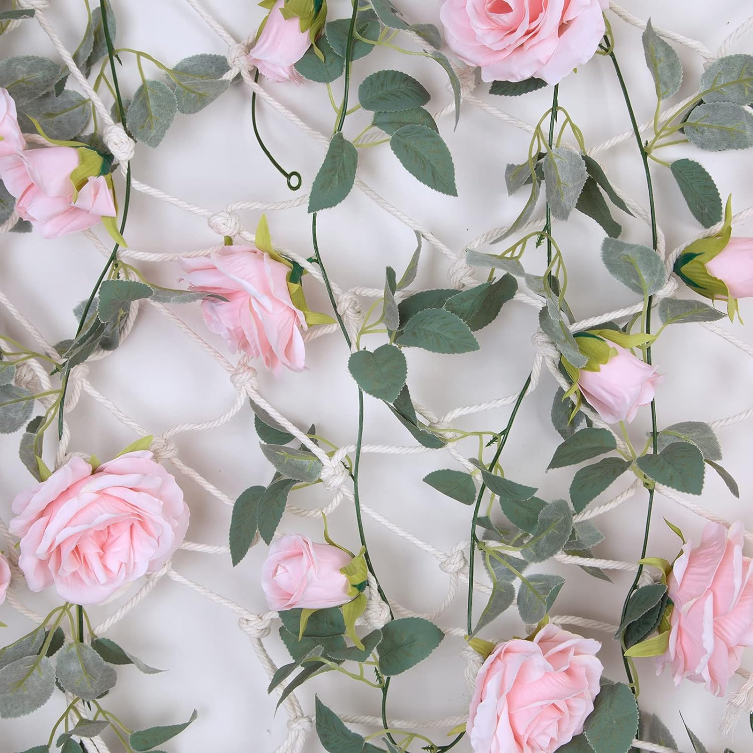 4 Pack Artificial Pink Rose Vine Garland 26FT Silk Flower Wedding Decor