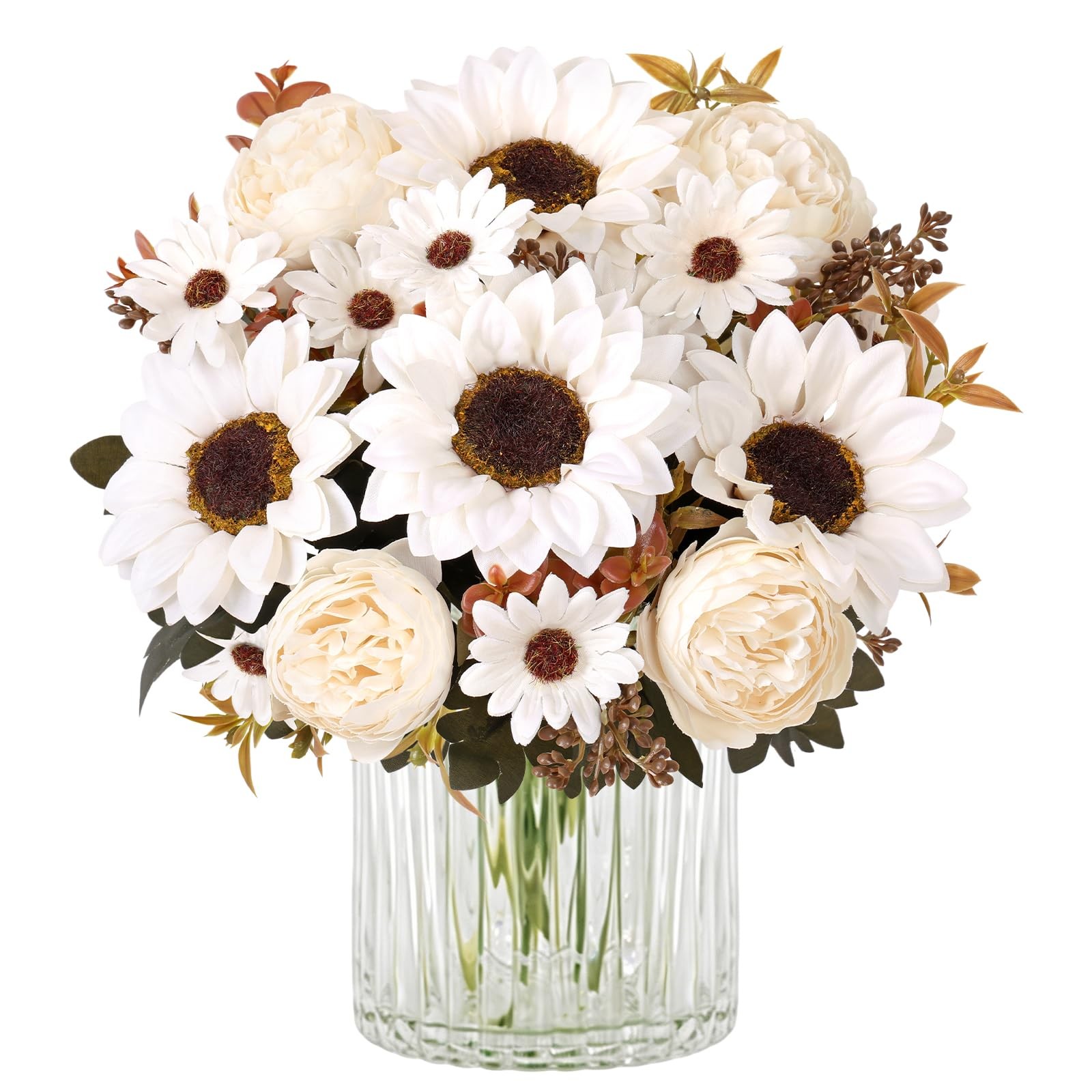 Sunflowers Artificial Flowers with Peonies 2Pcs Fake Sunflowers Summer Artifi…