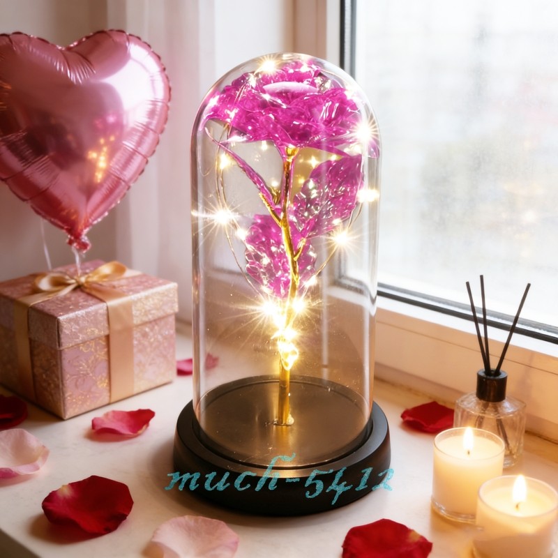 Eternal Galaxy Rose In Glass Dome LED Light Forever Gift Flower Valentine’s Day