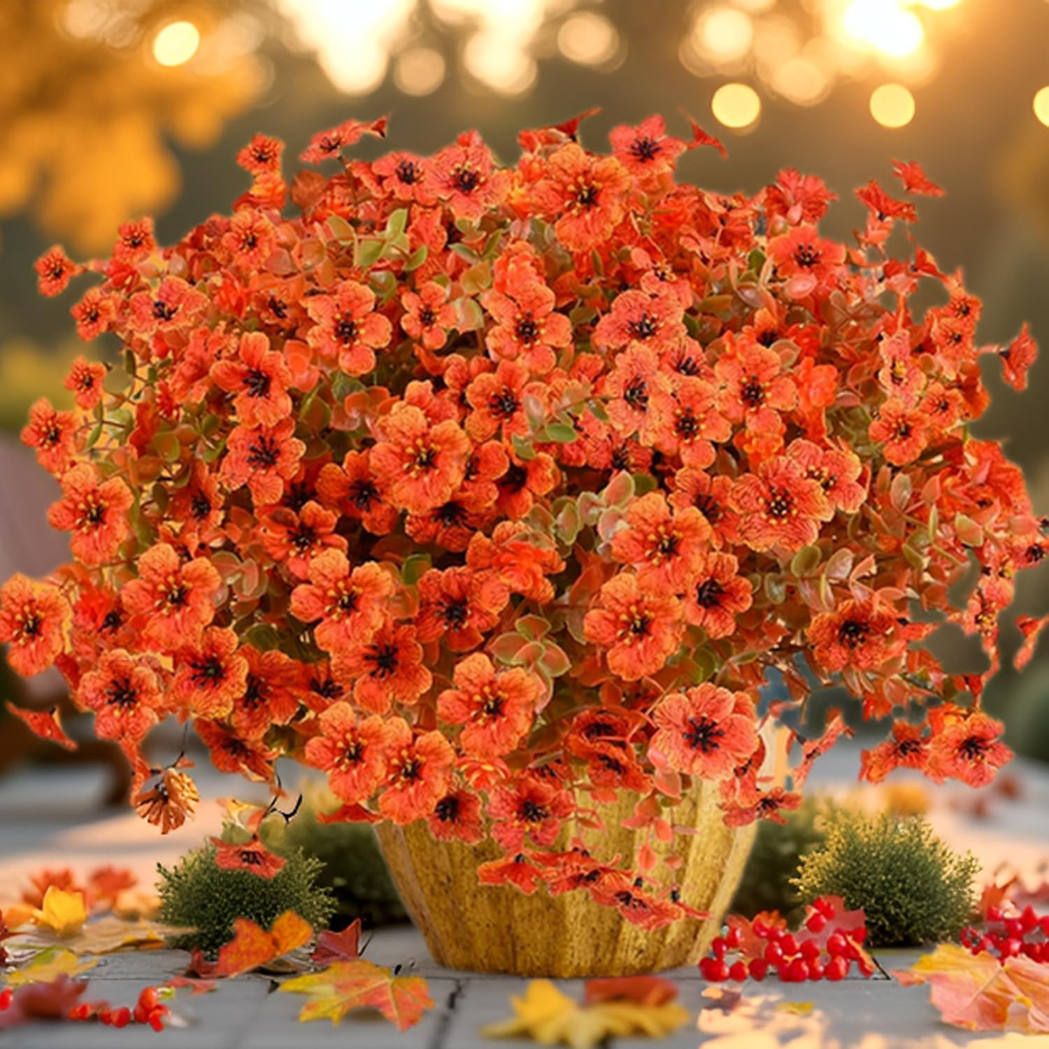 14Pcs UV Resistant Fall Artificial Flowers for Outdoor & Indoor Decor