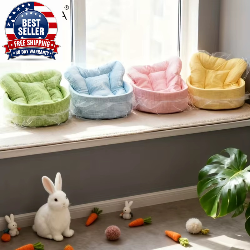 1PCS Soft Cute Bunny Princess Nest – Fluffy Rabbit Bed with Lace Edges, Cozy Plu