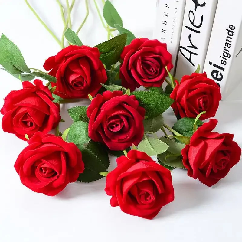 Artificial Flowers Red Rose Flower Branch Realistic Fake Roses Home Decor Gifts