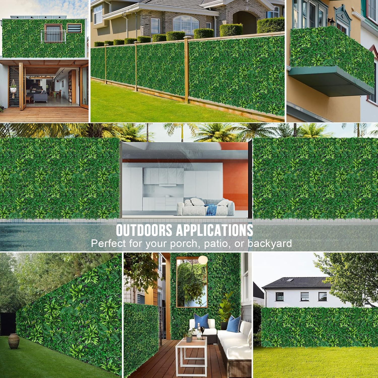 Artificial Boxwood Panels, Grass Wall Panels 20″X20″(6Pcs), Privacy Hedge Fence